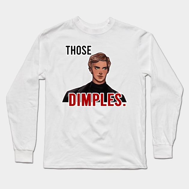 Those dimples | Aaron Warner Shatter me series Tahereh Mafi Long Sleeve T-Shirt by maria-smile